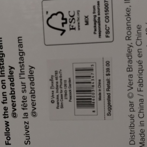 NIB Vera Bradley iphone 6+/7+ phone case - Picture 5 of 5